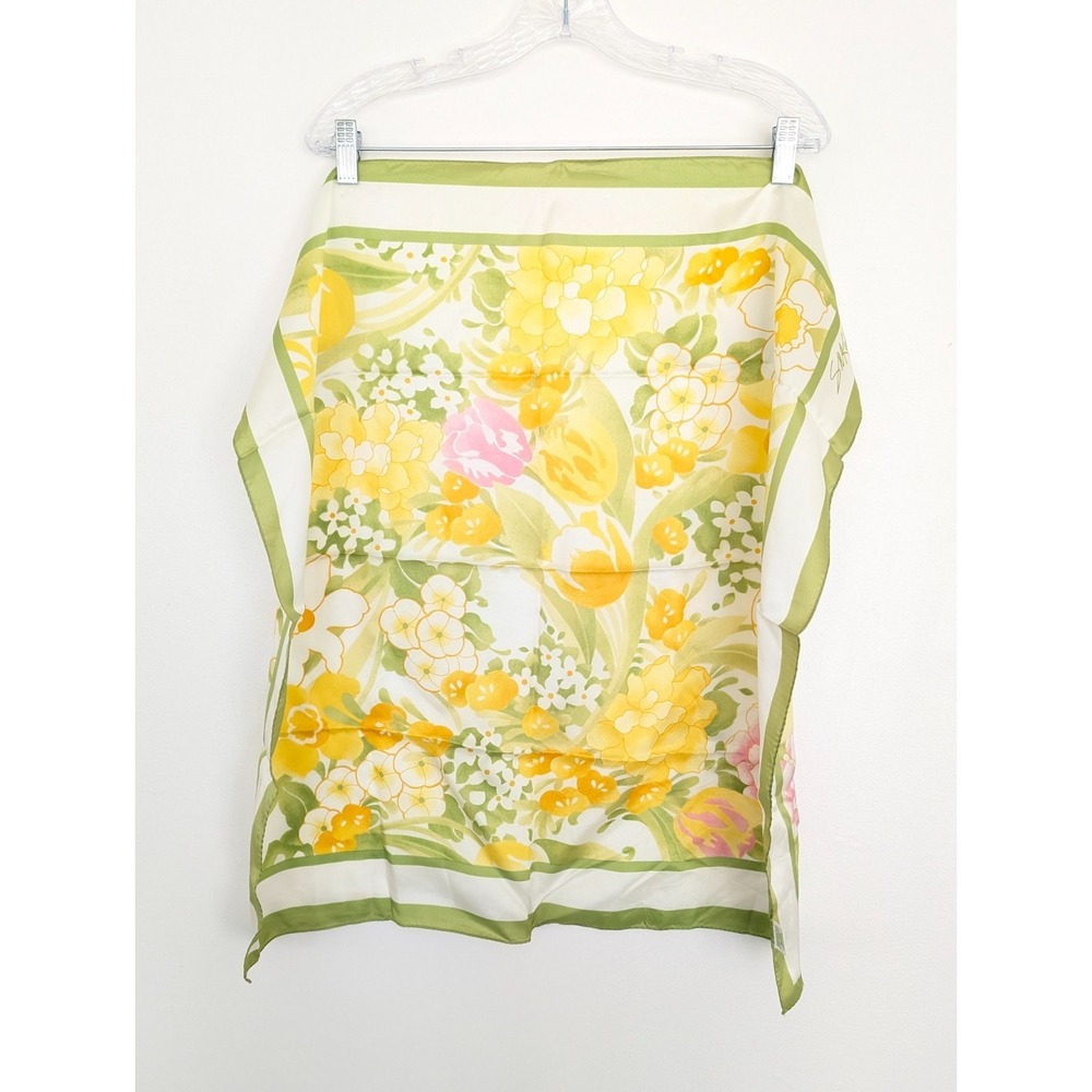 Vintage AVON Scarf SM Kent Burst of Spring‎ Floral Daffodils Japan 1970s 27 x 27